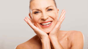 cheerful pretty mid age woman after makeover