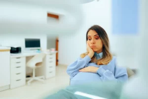 Pregnant Woman Having Dental Problems in Need of Treatment Mother to be suffering from gingivitis and other health issues